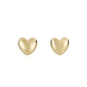 Puffy Gold Heart Stud Earrings