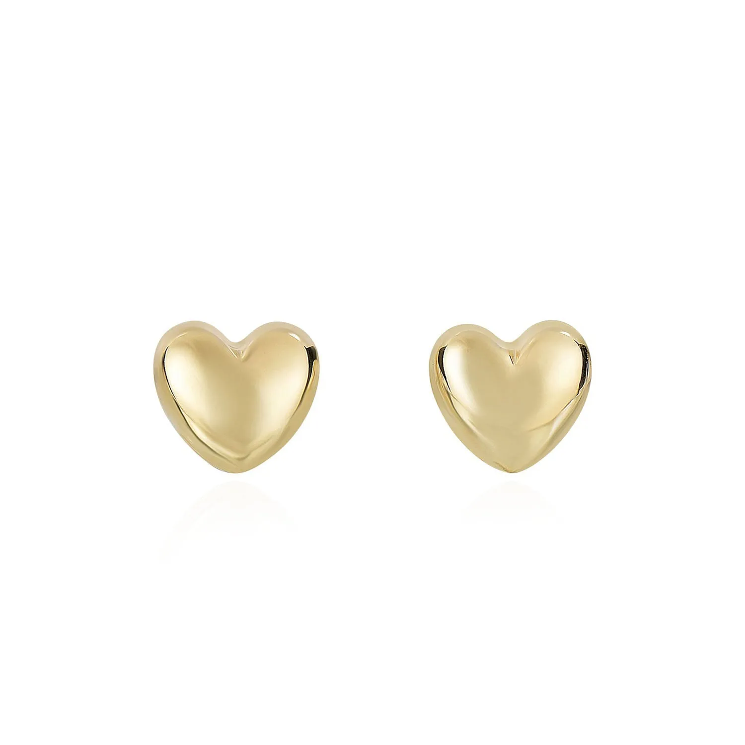 Puffy Gold Heart Stud Earrings