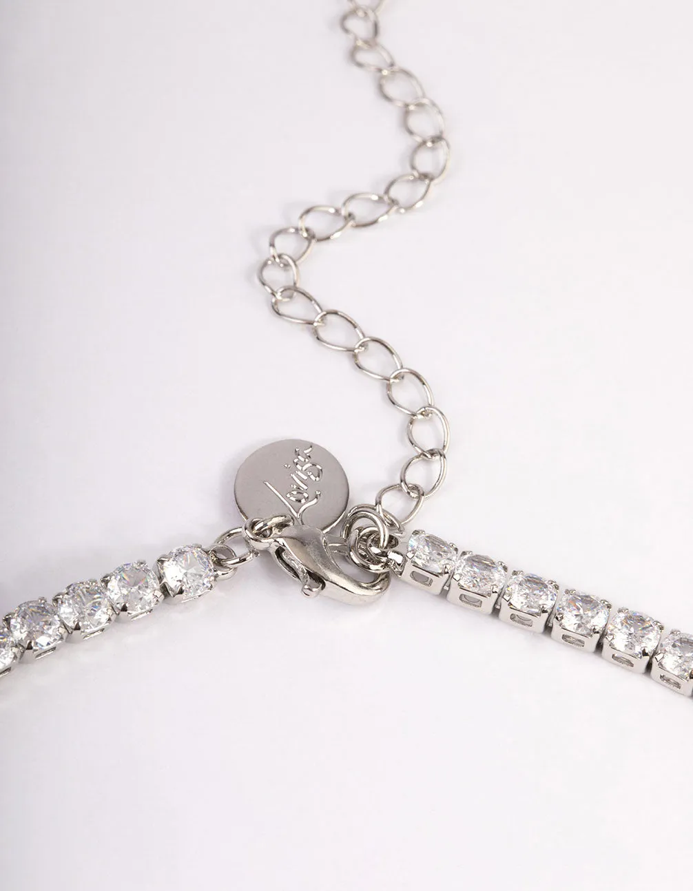 Rhodium Cubic Zirconia Thick Cupchain Y-Necklace