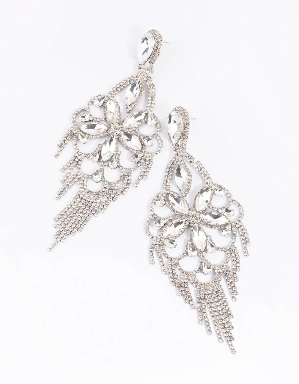 Rhodium Diamante Statement Earrings