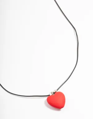 Rhodium Love Heart Beaded Necklace