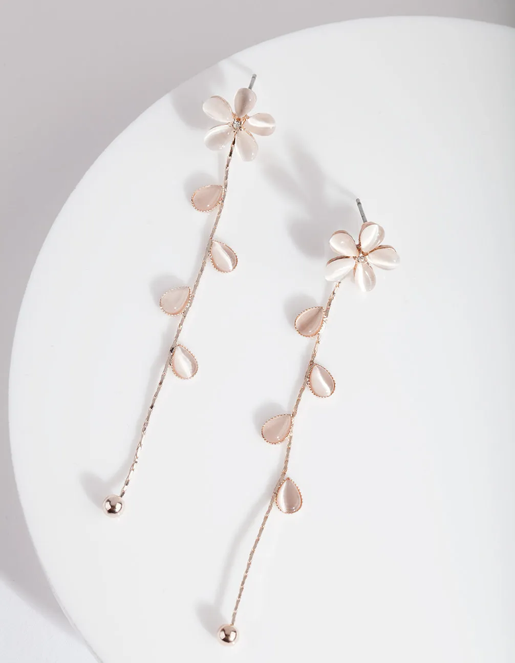 Rose Gold Flower Vine Drop Earrings