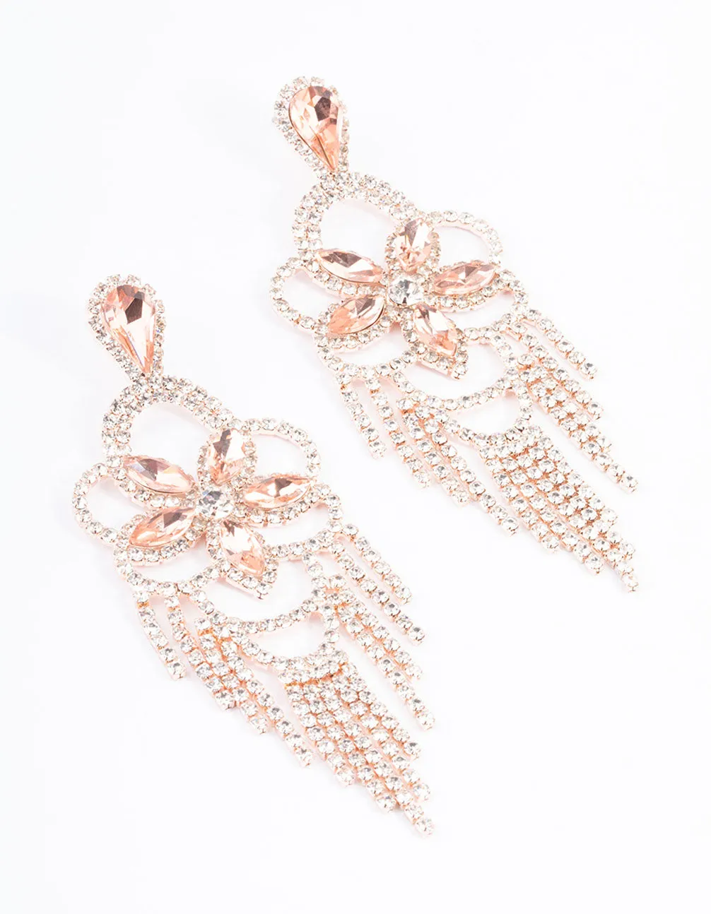 Rose Gold Mini Statement Glam Drop Earrings