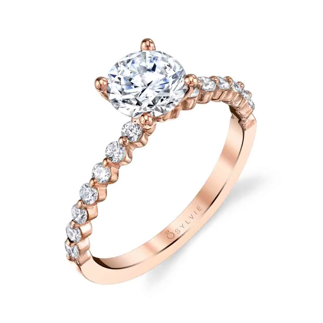 Round Cut Classic Engagement Ring - Athena 14k Gold Rose