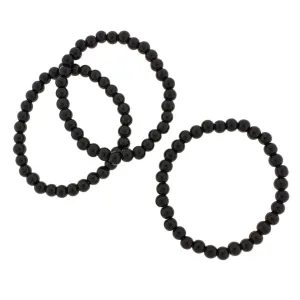 Round Glass Bead Bracelet - 54mm - Polished Black - 1 Bracelet - BB047