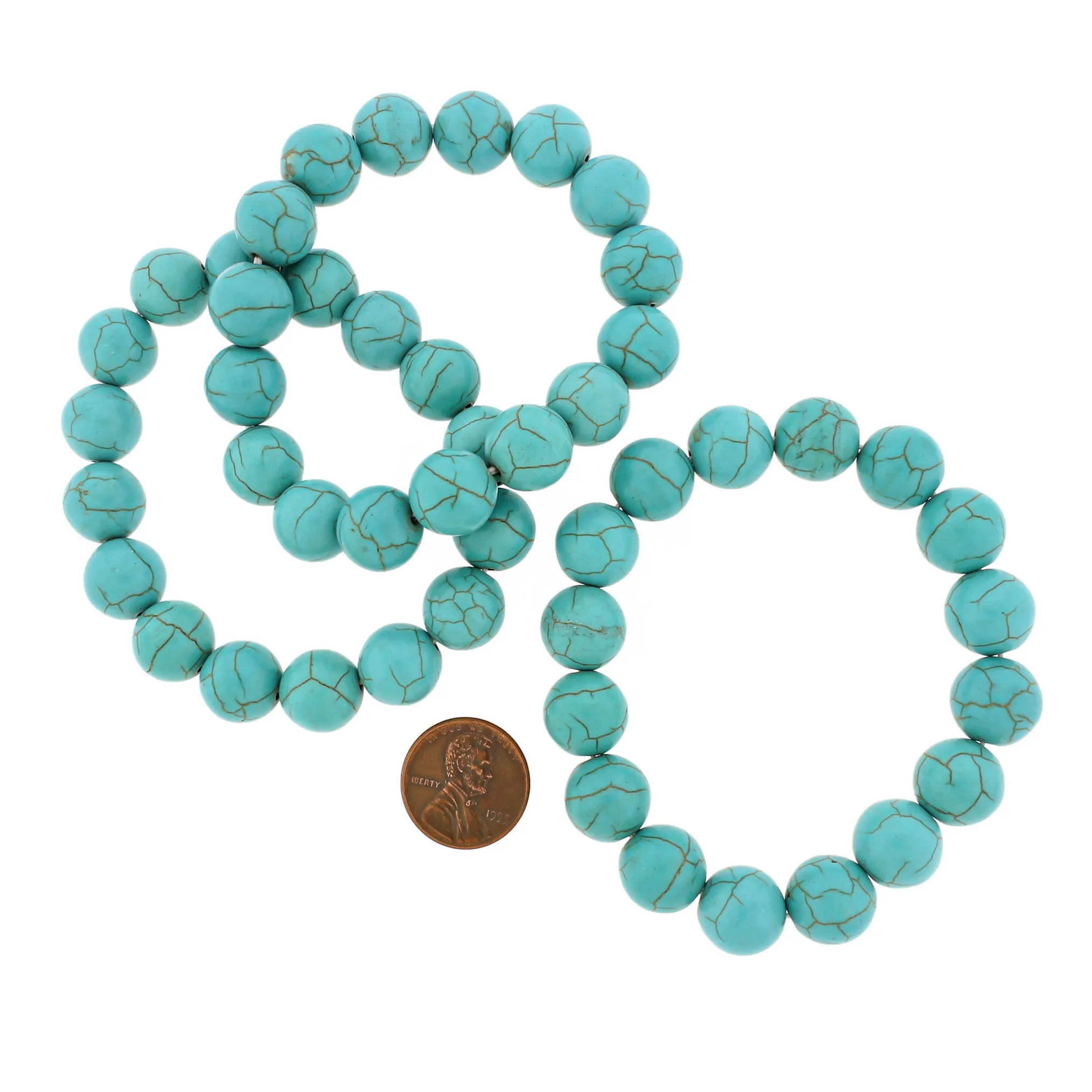 Round Howlite Bead Bracelet 60mm - Turquoise - 1 Bracelet - BB191