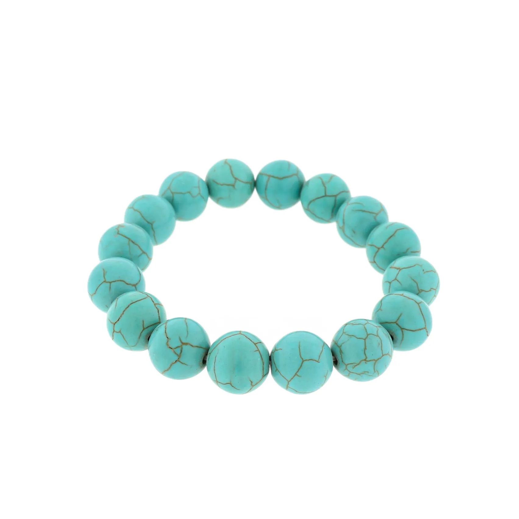 Round Howlite Bead Bracelet 60mm - Turquoise - 1 Bracelet - BB191