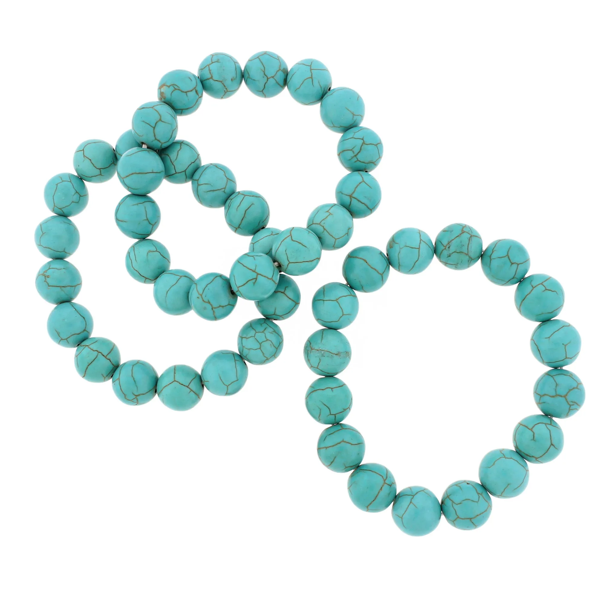 Round Howlite Bead Bracelet 60mm - Turquoise - 1 Bracelet - BB191