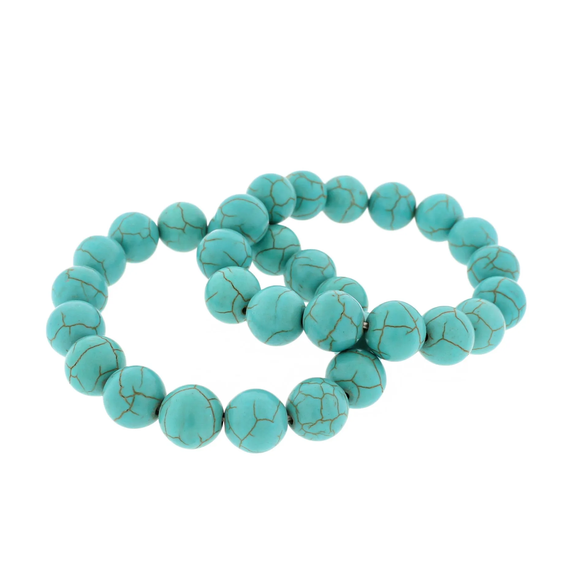 Round Howlite Bead Bracelet 60mm - Turquoise - 1 Bracelet - BB191