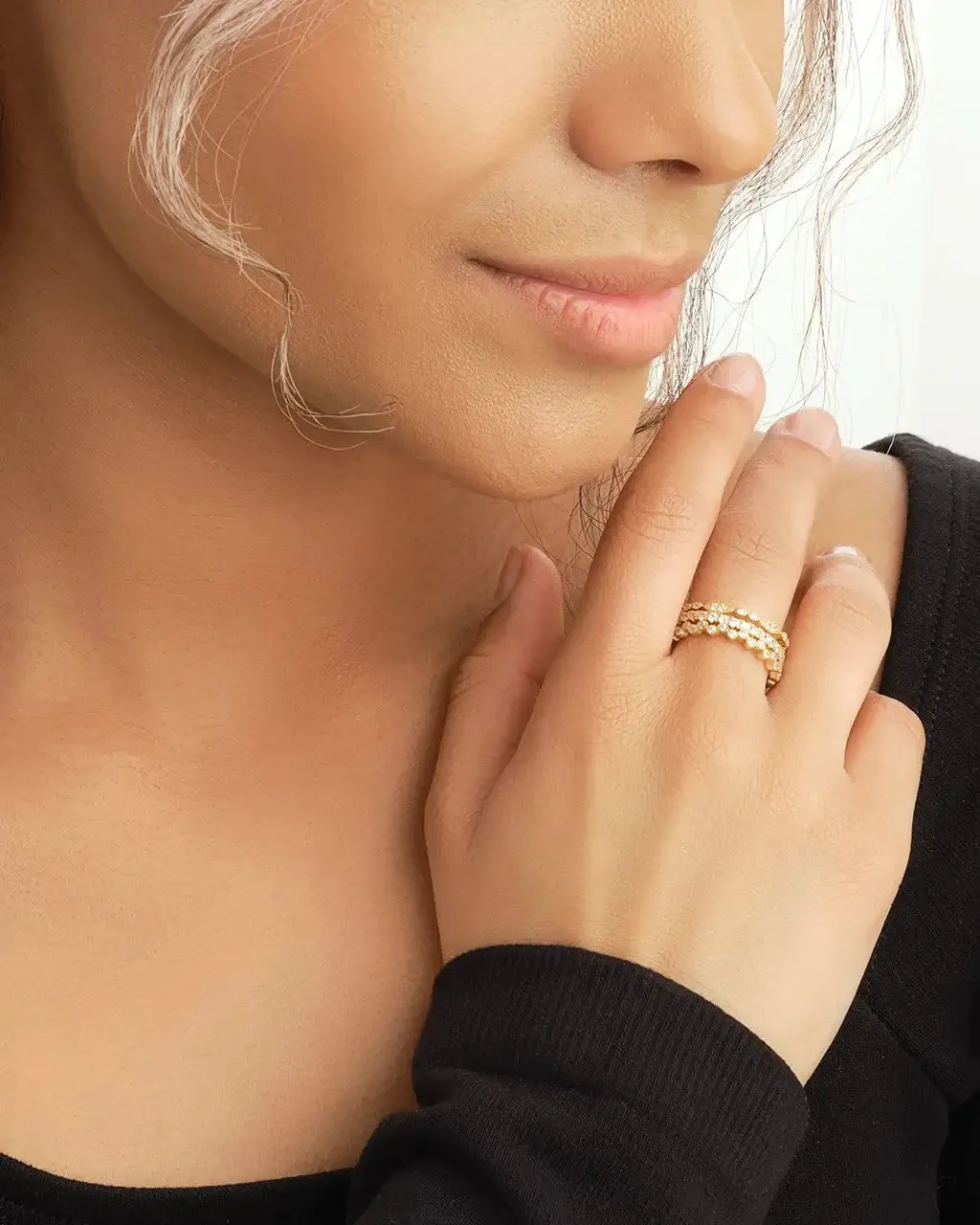 Silver and Gold Stackable Cubic Zirconia Ring