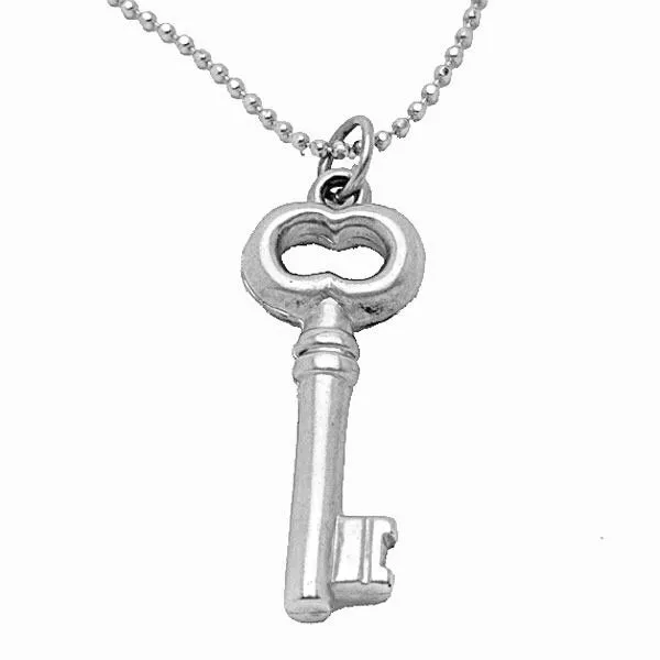 Silver Key Delicate Charm Necklace