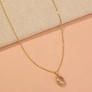 Simple and stylish 100-piece clavicle chain with clear drop crystal pendant necklace