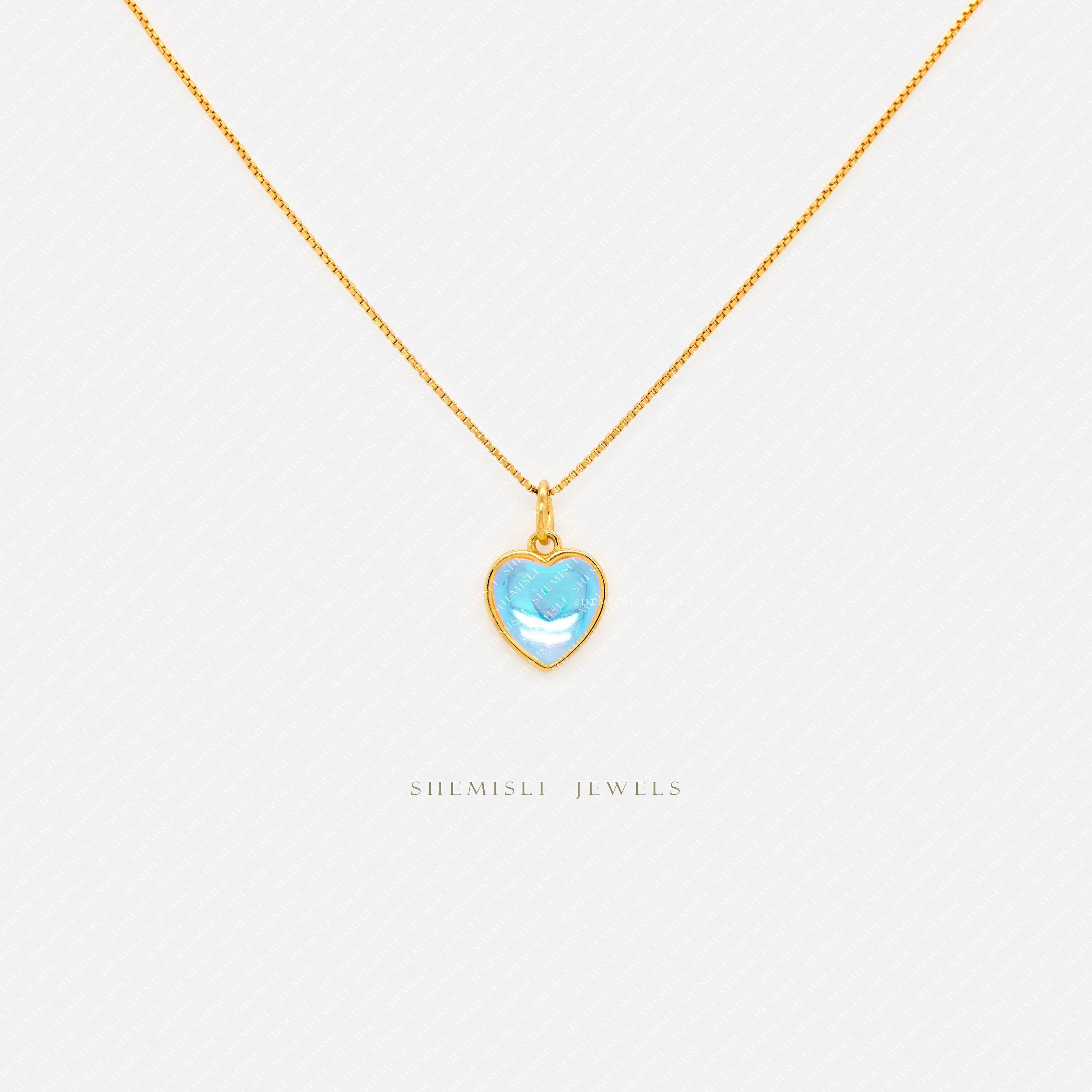 Small Aqua Heart Necklace, Silver or Gold Plated  (16" 2") SHEMISLI - SN013