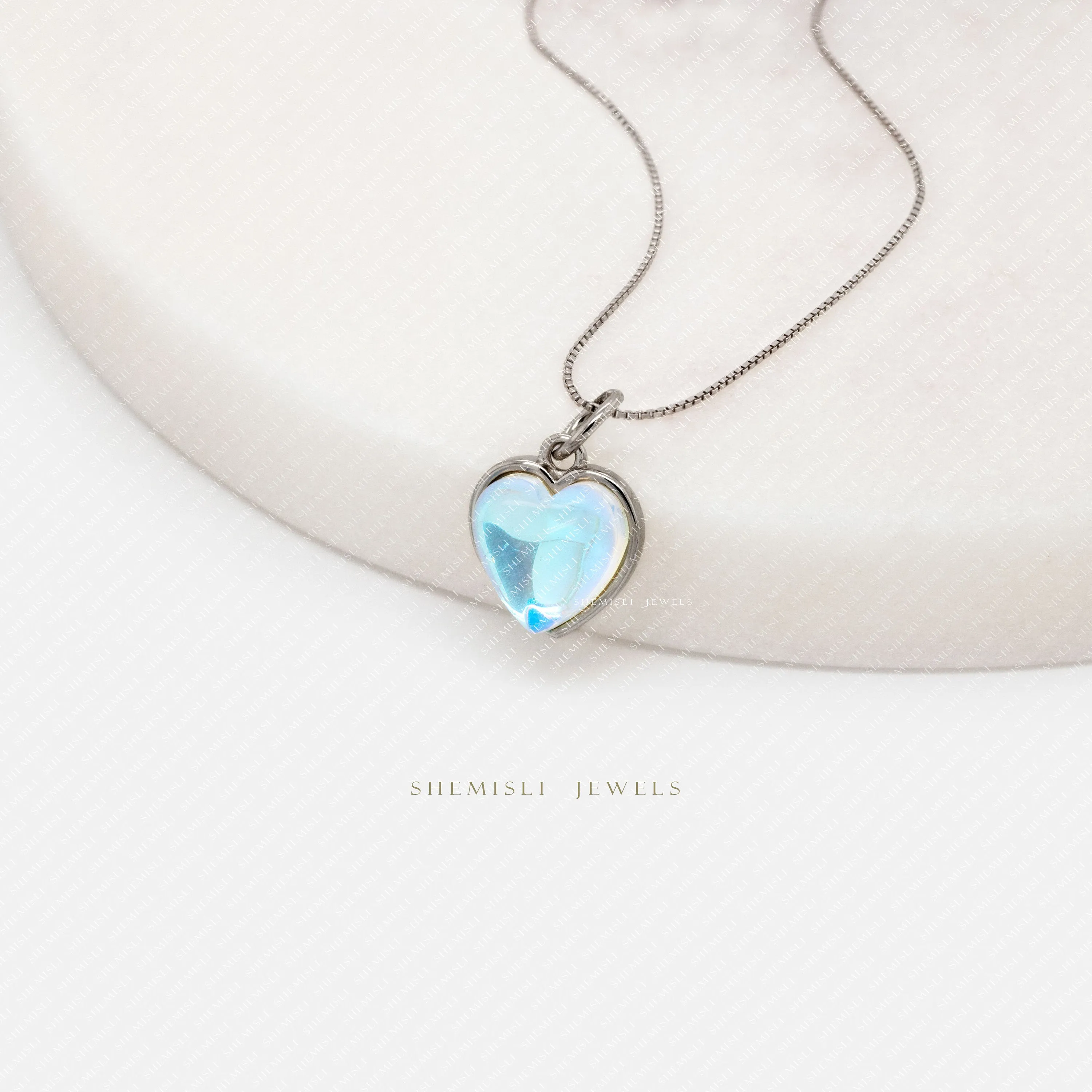 Small Aqua Heart Necklace, Silver or Gold Plated  (16" 2") SHEMISLI - SN013