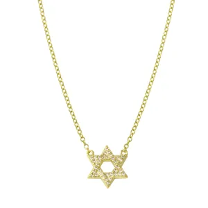 Small Pave CZ's Star of David Necklace