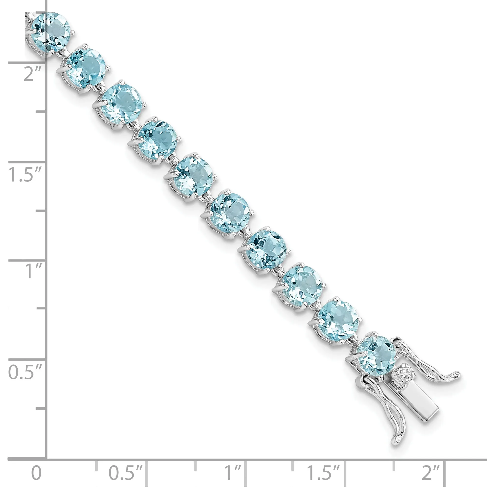 Sterling Silver Rhodium-plated Polished 5mm Blue Topaz Bracelet