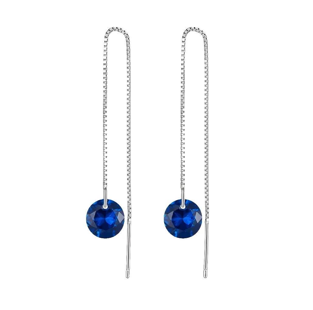 Sterling Silver Threader CZ Drop Earrings