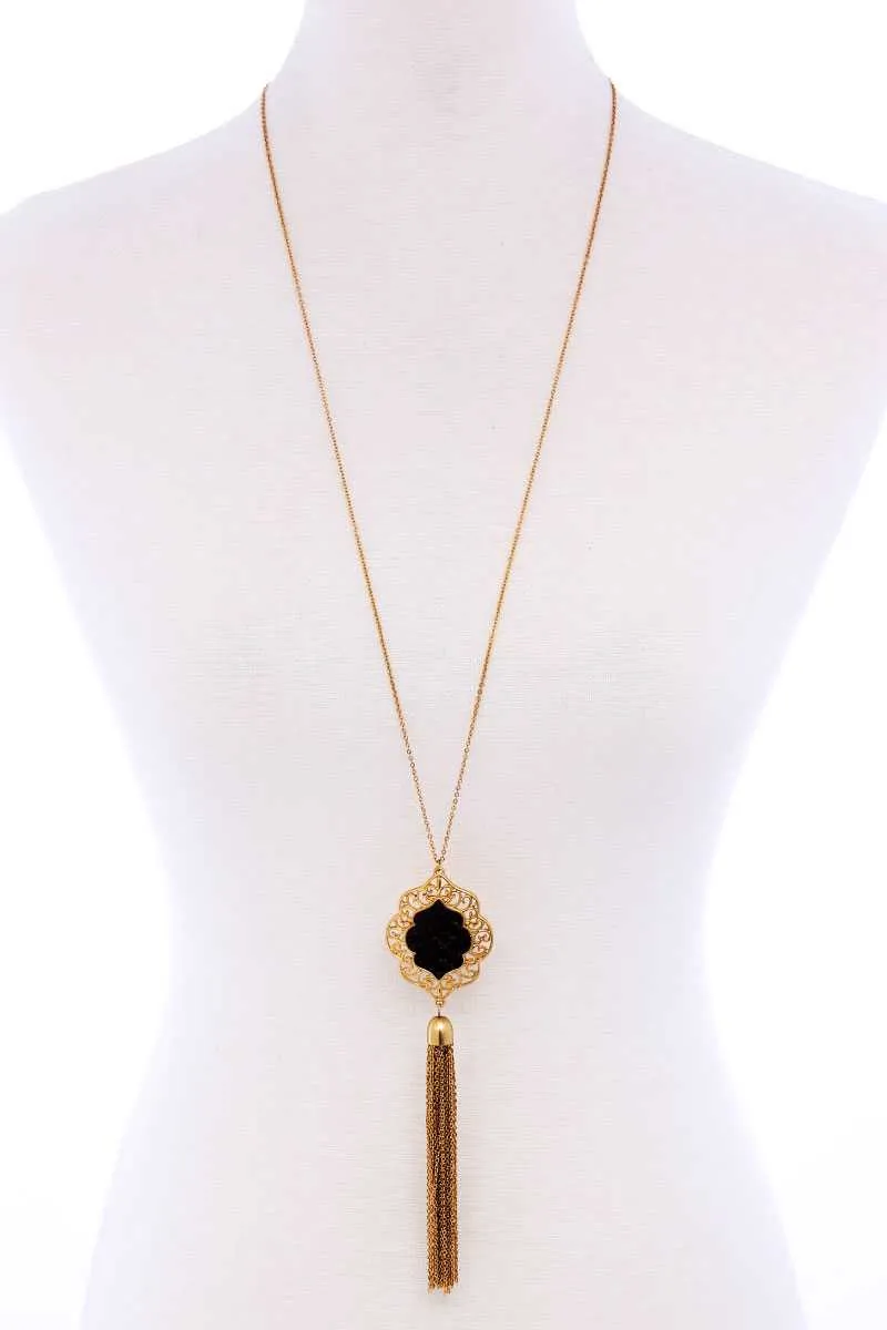 Stylish Chain Tassel Drop Long Necklace