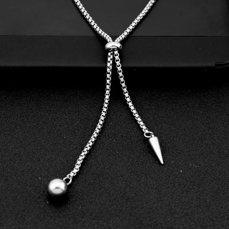 Stylish Rivet Ball Pendant Necklace in Titanium Steel