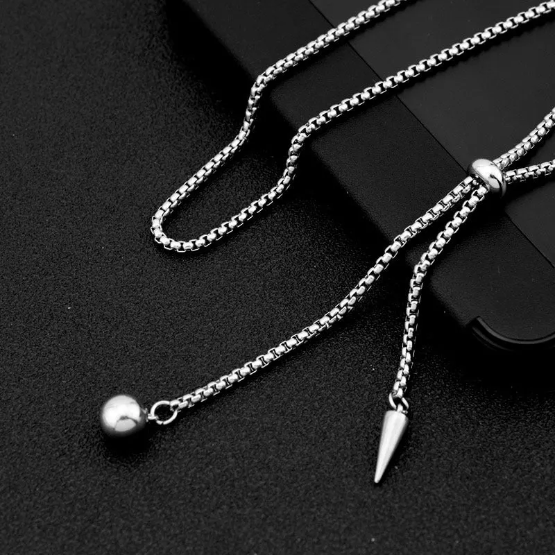 Stylish Rivet Ball Pendant Necklace in Titanium Steel