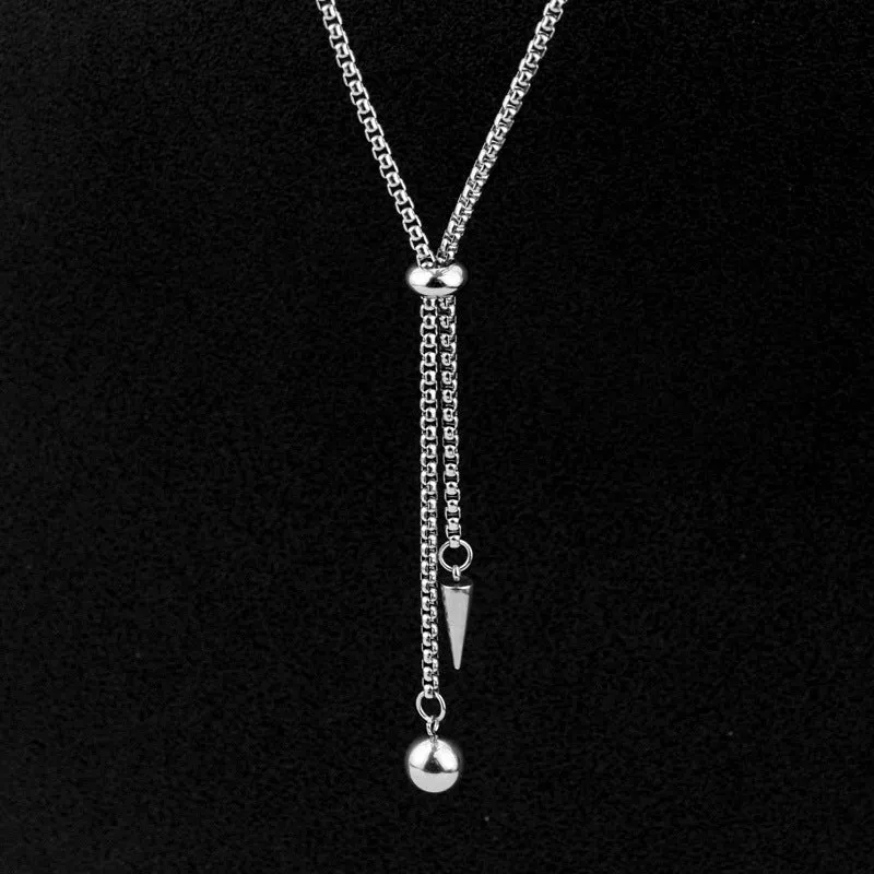 Stylish Rivet Ball Pendant Necklace in Titanium Steel