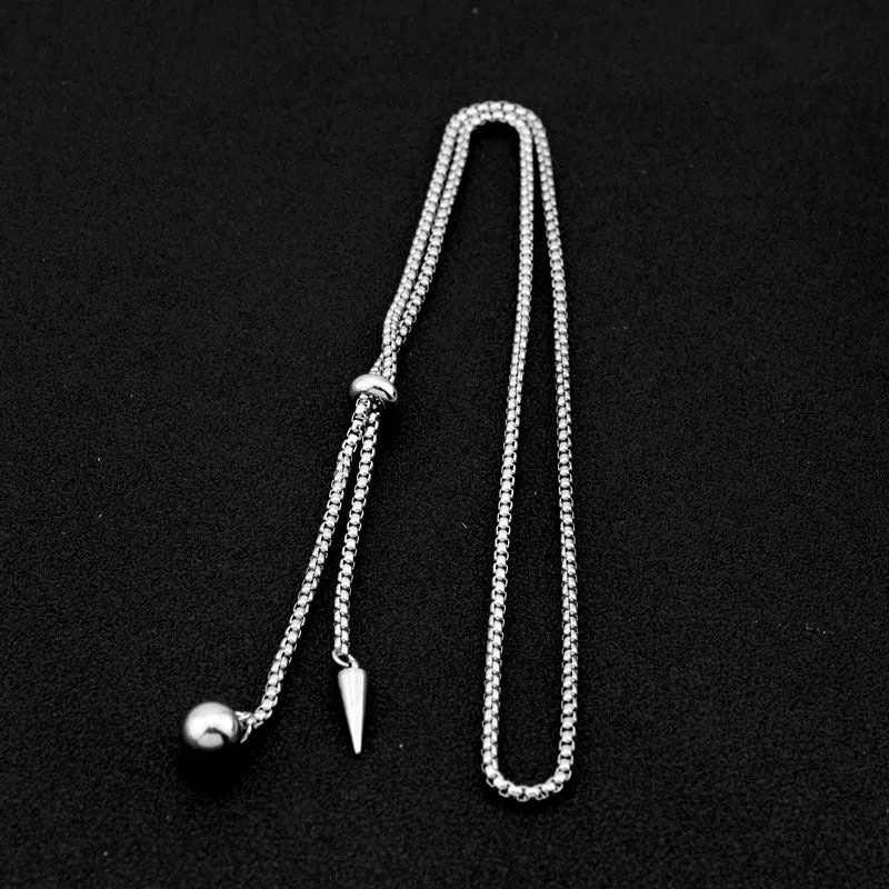 Stylish Rivet Ball Pendant Necklace in Titanium Steel