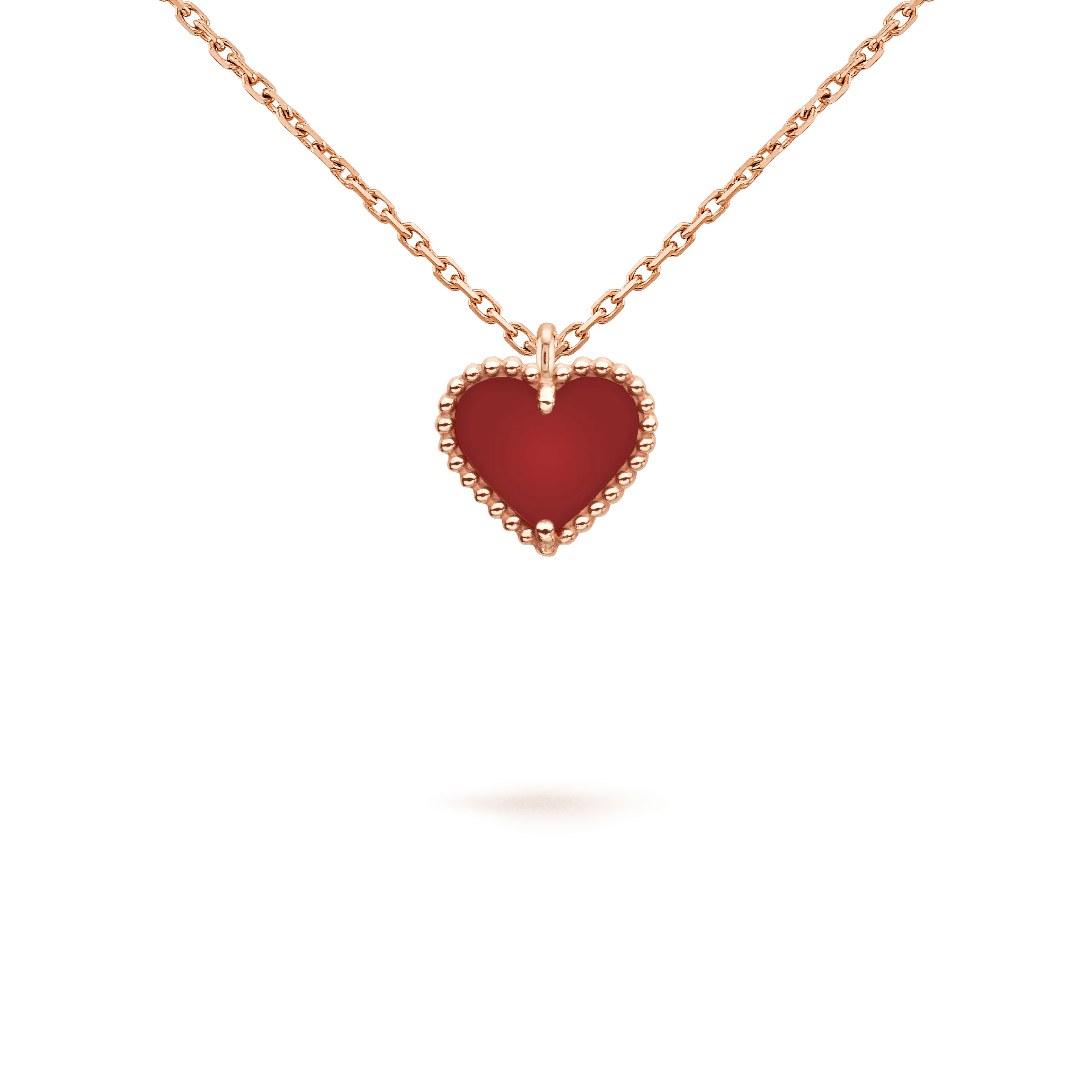 SWEET CLOVER CARNELIAN HEART NECKLACE