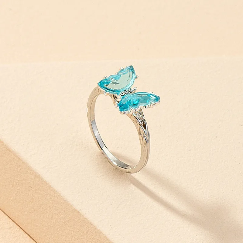 Sweet Glass Butterfly Rings - Trendy Wholesale Accessory Collection