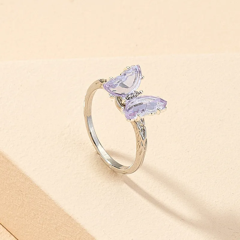 Sweet Glass Butterfly Rings - Trendy Wholesale Accessory Collection