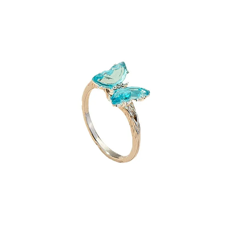 Sweet Glass Butterfly Rings - Trendy Wholesale Accessory Collection