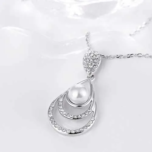 Sweet Pearl Rhinestone Water Drop Necklace Gift For Women