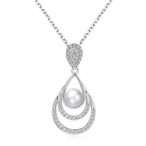 Sweet Pearl Rhinestone Water Drop Necklace Gift For Women