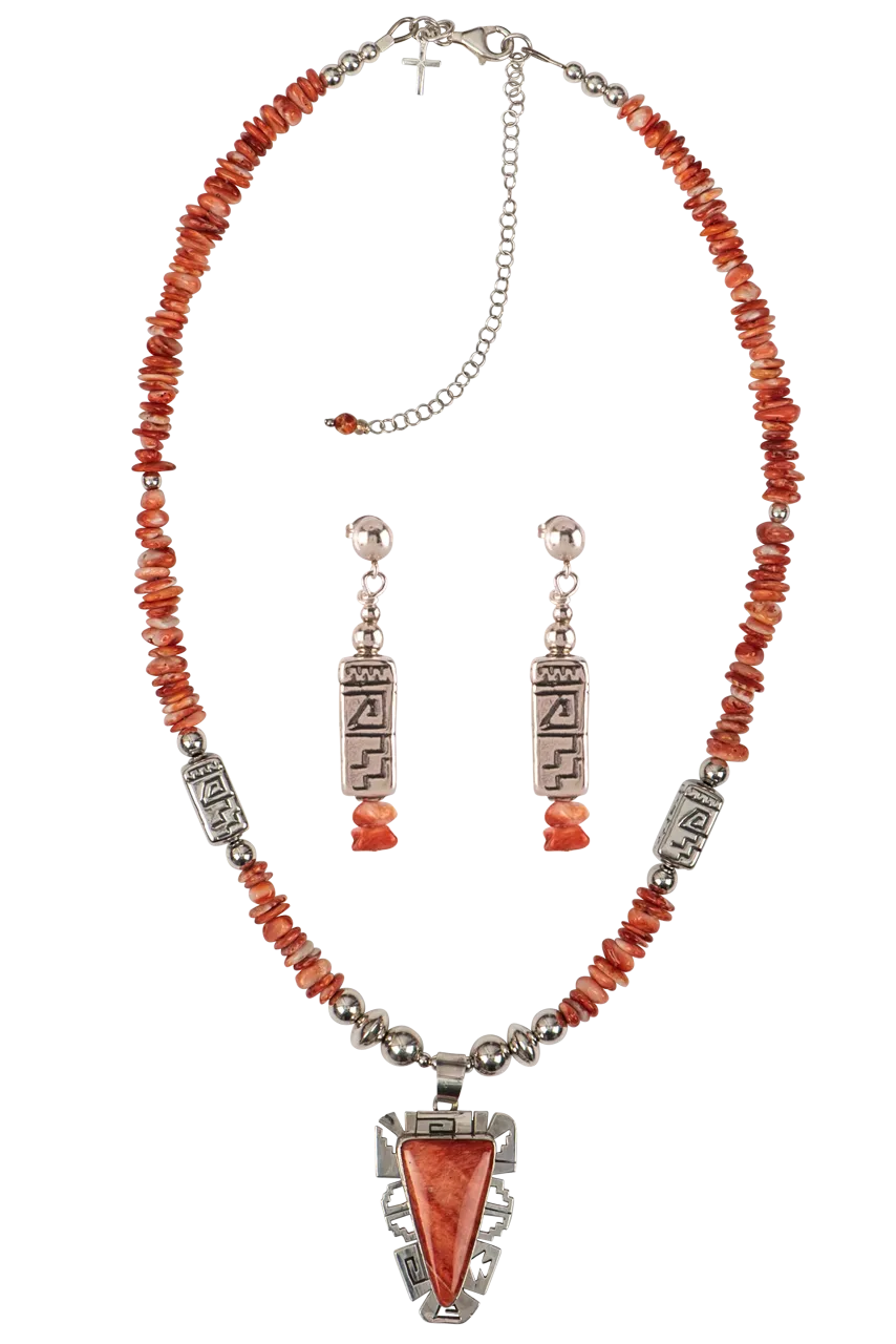 Sweet Tea Jewelry Orange Aztec Set