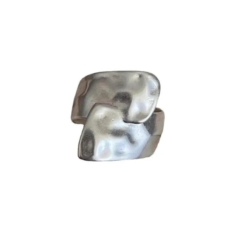 VAIGE Irregular Geometric Texture Cuff Rings with Cubic Zirconia for Unique Style and Everyday Wear