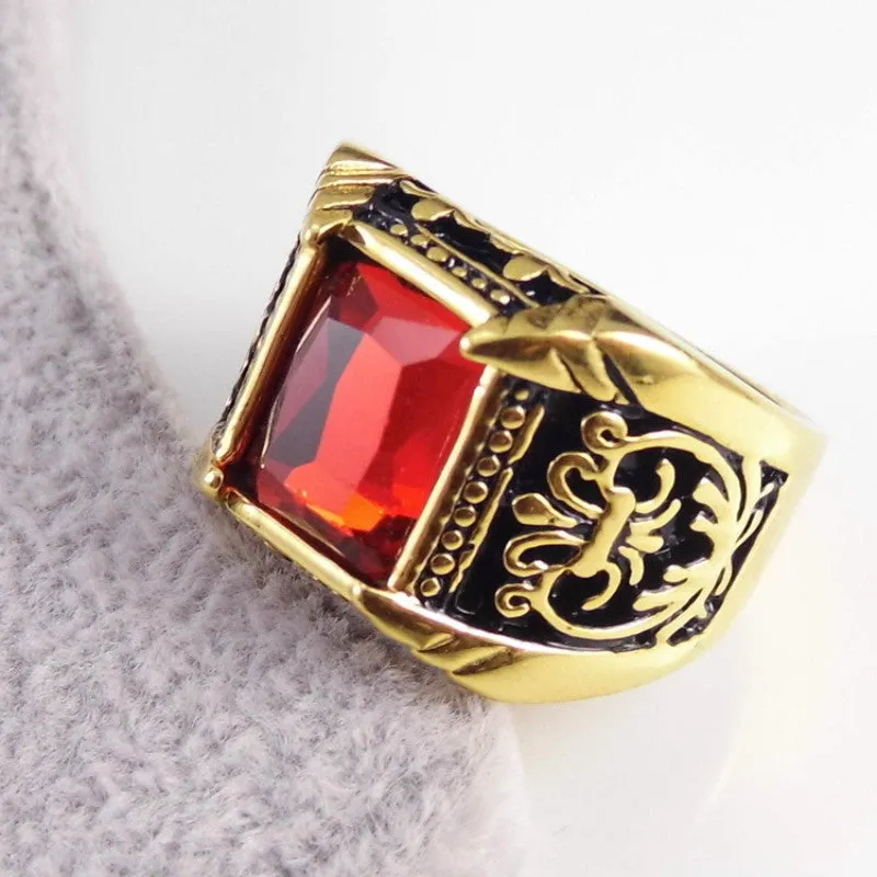 Vintage Antique Gold/Silver Plated Crystal Square Stone Finger Ring