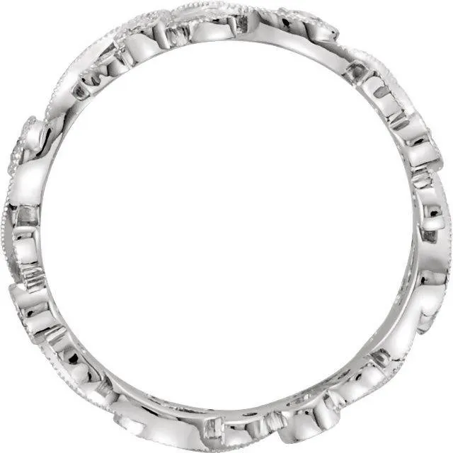 Vintage Inspired Feminine 14K White Gold Diamond Eternity Band