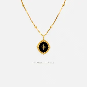 Vintage Star Oval Necklace, Silver or Gold Plated (17.5") SHEMISLI - SN035