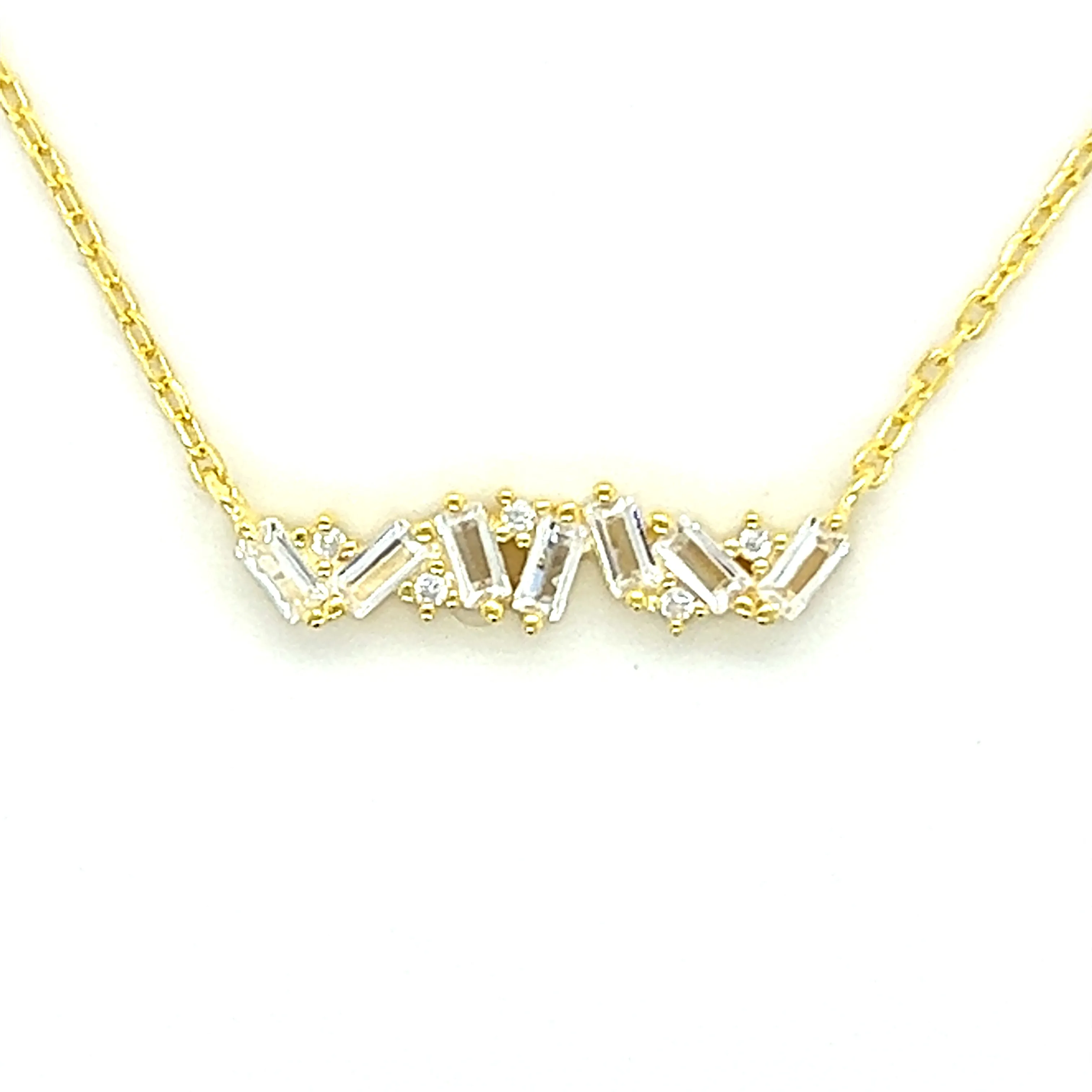 Zig Zag Baguette CZ Necklace