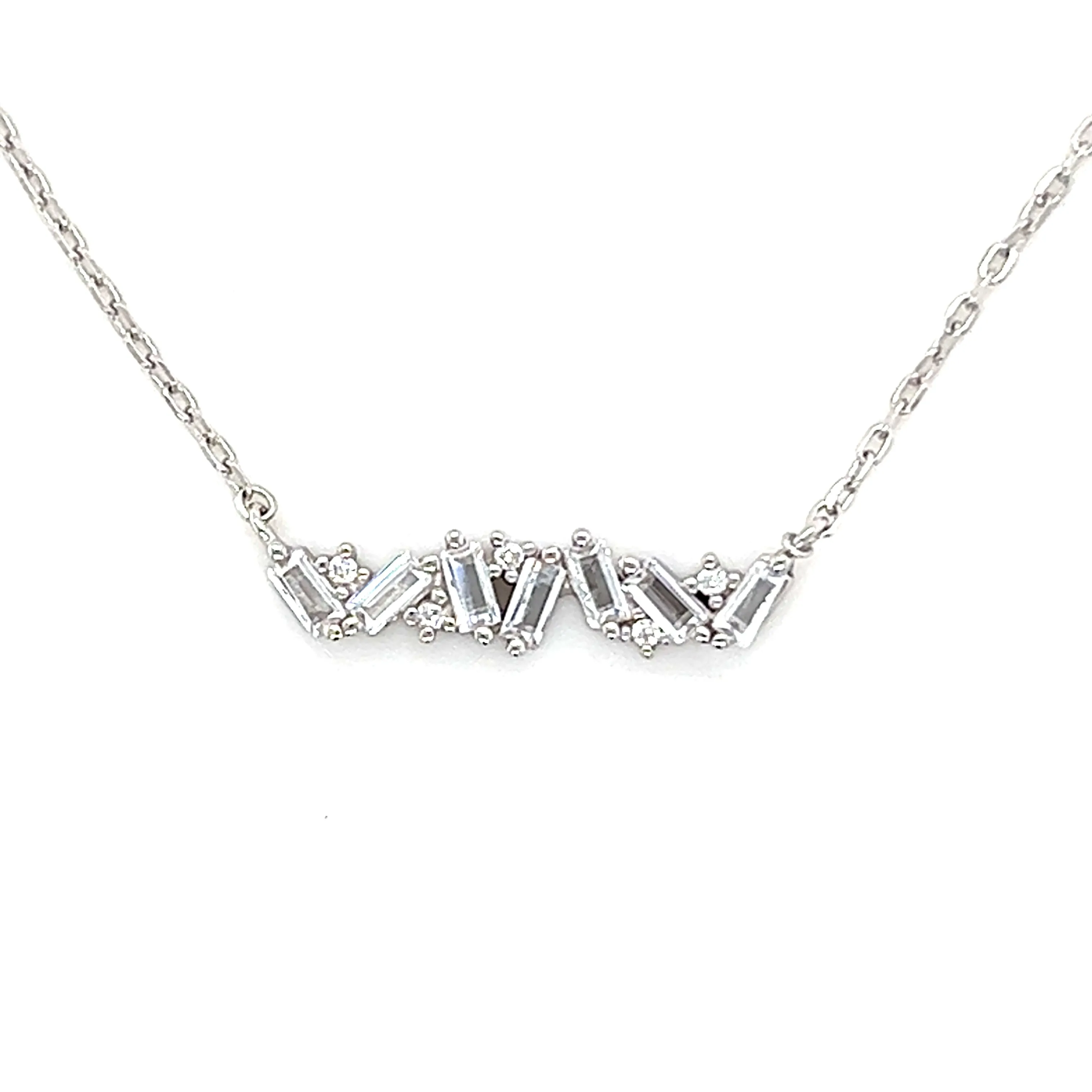 Zig Zag Baguette CZ Necklace